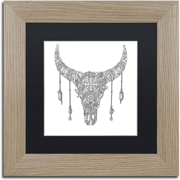 Trademark Fine Art 'Buffalo Skull' Canvas Art by Filippo Cardu Black Matte, Birch Frame