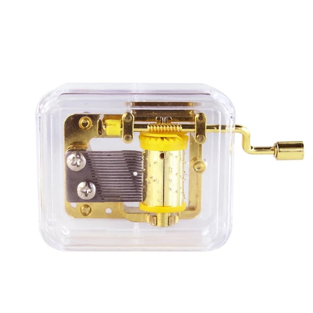 Acrylic Hand Crank Gurdy Mechanical Music Box Movement Kids Toy Collectibles N3 