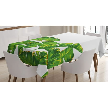 

Botany Tablecloth Vibrant Tropical Climate Large Leaves Habitat Summer Desert Foliage Image Rectangular Table Cover for Dining Room Kitchen 60 X 90 Inches Hunter Green Yellow by Ambesonne