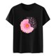 thumbnail image 3 of Gibobby Playera de Manga Corta con Cuello Redondo Camiseta manga corta con estampado girasol y cinta informal para el día del cáncer mama para mujer(Negro,XL), 3 of 4