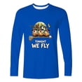 thumbnail image 2 of TKKCS Mens Halloween Graphic Long Sleeve T Shirt Funny Chicken Witch Broom Print Casual Crew Neck Novelty Tees Blue XL, 2 of 5