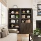 thumbnail image 3 of Compact 5-tier estilo rural wood estante de libros con abiertos estantes y doors vintage para exposición gabinete para living rooms bedrooms apartments y offices (dark oak), 3 of 7