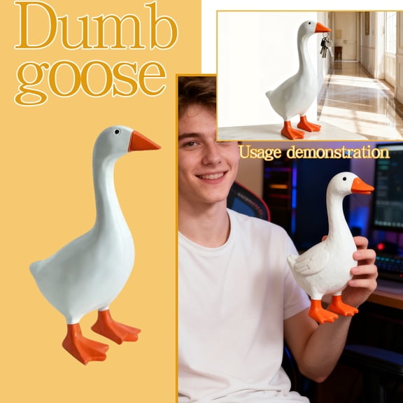Desk Goose 6.5 inches Desktop Goose 7 inch Mini Desk Desk Decor Gifts, Creative Big Keychain, Resin Quirky Statue Key Pendant, Desktop Decoration For Bedroom, Suitable For Car Keys or Bag Accessories