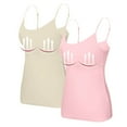 thumbnail image 2 of HOCIRET Tank Tops with Built in Bra for Women Adjustable Spaghetti Strap Cami Sleeveless Summer Tops Khaki 4XL, 2 of 5