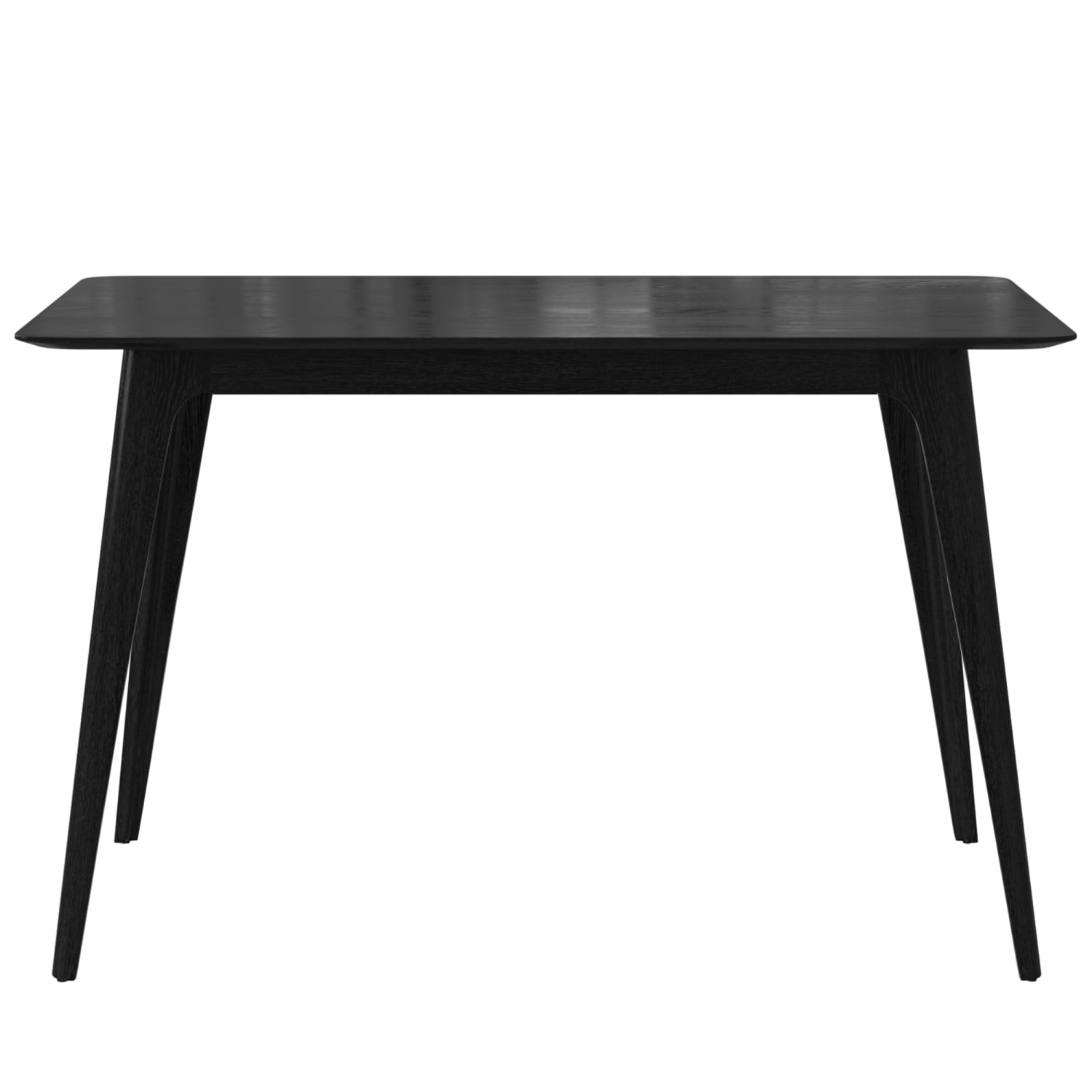 Lisonu Mid-Century Modern Dining Table, 47" Black Kitchen Table with Solid Rubberwood Legs for Small Spaces, Rectangular Faux Wood Top