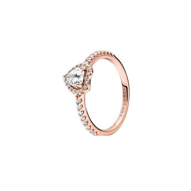 Anillo de plata de ley S925 con circonitas en forma de corazón y color azul pálido y verde