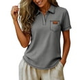 thumbnail image 7 of ZUBKTE Women's Short Sleeve V-Neck Business Casual Work Collared Tops S-2XL, 7 of 7