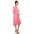 thumbnail image 3 of Women's Casual Relexed Fit 3/4 Sleeve Jersey Knit A-Line Solid Midi Dress, 3 of 4