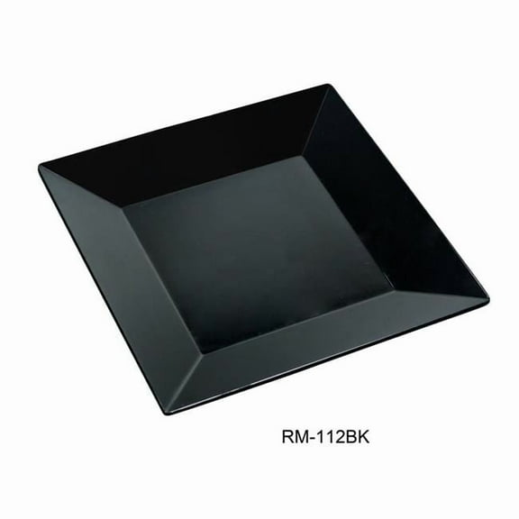 Yanco RM-112BK Rome Square Plate, 12" Width, 12" Length, Melamine, Black Color, Pack of 12