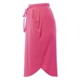 thumbnail image 3 of A2Y Women's Elastic Waist Self Tie Tulip Hem Side Pocket Skirt Fuchsia 1XL, 3 of 5