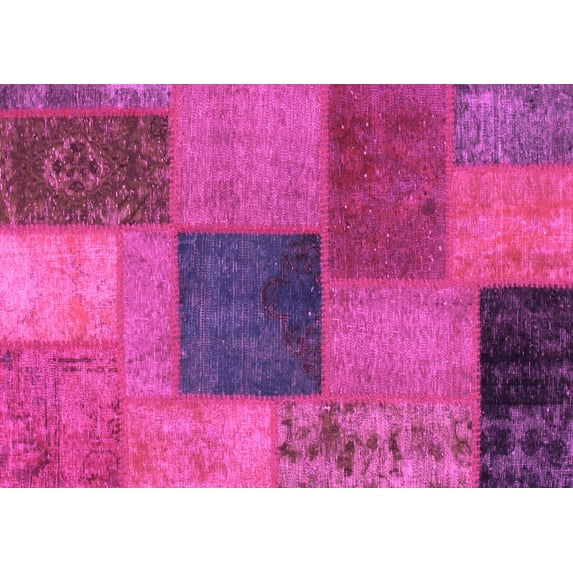 Ahgly Company Indoor Rectangle Patchwork Pink Transitional Area Rugs, 2' x 3'