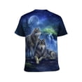 thumbnail image 2 of LAOLIUSN Men's Wolf Print T-Shirt, Moon Forest Graphic Tee, S-4XL, 2 of 7