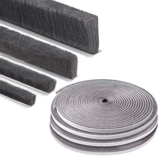 Cepillo de puerta ZOMPAGO, 0,9 cm x 0,4 cm x 10 m, autoadhesivo gris