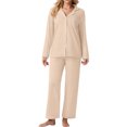 thumbnail image 5 of Cueply Pajamas for Women Set Long Sleeve Knit Button Down Pj Lounge Sets Sleepwear with Drawstring Pockets, 5 of 8