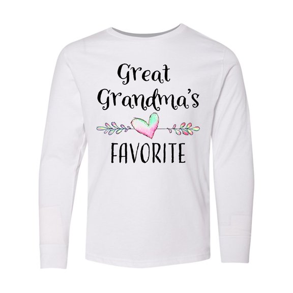 Inktastic Great Grandmas Favorite- Heart Great Grandchild Long Sleeve Youth T-Shirt