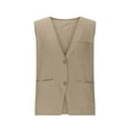 thumbnail image 3 of APEXFWDT Men's Linen Cardigan Vest - Button-Front Sleeveless Shirt with Pockets, Relaxed Fit Breathable Summer Overshirt, 3 of 6