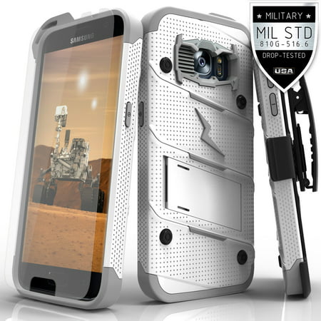 Samsung Galaxy S7 Case, Zizo [Bolt Series] w/ [Galaxy S7 Screen Protector] Kickstand [12 ft. Military Grade Drop Tested] Holster Clip - Galaxy S7