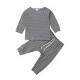 thumbnail image 1 of PENGXIANG Baby Boy or Girl Gender Neutral Striped Top & Pants  2pc Outfit Set, 1 of 4