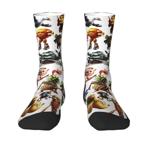 Tung Tung Tung Sahu-r Socks For Women And Men Cartoon Long Socks For Athletic Running