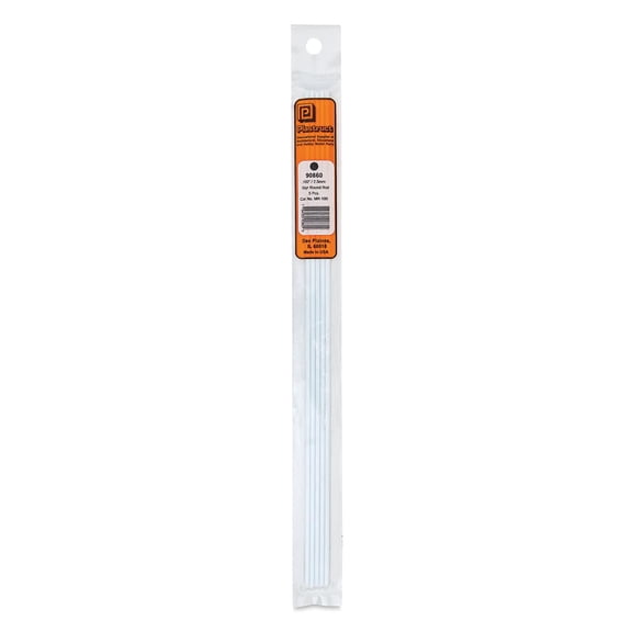 Plastruct Plastic Round Rod - Pkg of 5, 0.1" Dia × 10" L