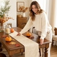 thumbnail image 3 of Halloween Table Runner Cute 3D Pumpkin Embroidery Fall Table Runner for Thanksgiving Decor Autumn Harvest Party Kitchen Dining Seasonal Indoor Outdoor, 13x72 Inch, 3 of 5