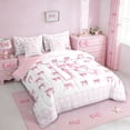 thumbnail image 2 of Erosebridal Princess Ribbon Bowknot 7-Piece Twin Bedding Sets,Pink First Letter K Bedding Comforter Set For Kids Girls,Pink Reversible, 2 of 7