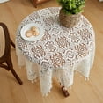 thumbnail image 2 of chaungfeng Beige Vintage Style Crochet Tablecloth, Lace Tablecloth Table Mat Round Dining Table Table Decoration, Wedding Home Party Decoration (2 Size), 2 of 6