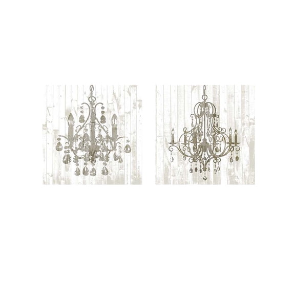 Great Art Now Shiplap Chandelier by Jennifer Goldberger 2 Piece Print Art Set Each 12W x 12H