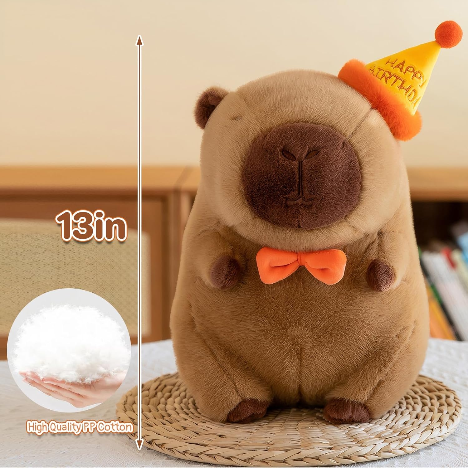 Peluche de Capibara Feliz Cumpleaños, suave y kawaii, regalo para niños, 13 pulgadas 4