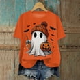 thumbnail image 2 of enyan Fashion Short Sleeve Tee Pumpkin Graphic Cute Ghost Tops Solid Casual Loose Basic T Shirt Cute Halloween Shirts Orange,XXL, 2 of 4