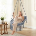 thumbnail image 4 of Costway Macrame Swing Chair with 2 Removable Cushions, Enduring Polyester Cotton Ropes Gray, 4 of 10