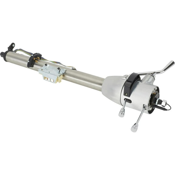 Universal GM Tilt Steering Column, 32" Raw Steel, 5-Position Tilt, Integrated Turn Signal & Hazard Switch, Fits ’69-’94 GM Specs, Ready-to-Paint, With Billet Controls & 1-Inch DD Output Shaft