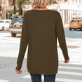 thumbnail image 2 of Womens Long Sleeve Tunic Tops with Pockets Casual Long Sleeve Shirts Plain Boat Neck Tshirt Loose Fit Basic Blouses Brown S, 2 of 6