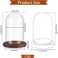 thumbnail image 2 of Campana de cristal con forma de flor eterna, pedestal de madera marrón coco., 2 of 6