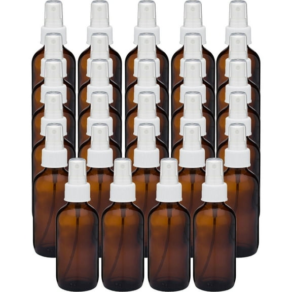 Global Amber 4oz White Mist Sprayer Bottle (120ml) Pack of 24