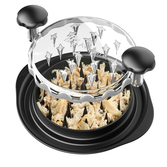 Chicken Shredder, Chicken Breast Shredder Tool Twist with Clear Cover, Large Meat Shredder Machine, Dishwasher Safe, Anti-Slip, Heat Resistant, Black