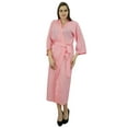 thumbnail image 1 of Bimba Women Long Solid Belt Robe Soft Modal Cotton Wrap Round Plain Bath Robe, 1 of 5