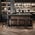 thumbnail image 2 of VECELO Backless Bar Stools Set of 4, Upholstered and Curved Saddle Stools with Metal Legs, Counter Height Barstools for Kitchen Island, Dining Room, Black, 2 of 8