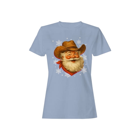 Cowboy Santa Festive Snowflakes Women's T-shirt