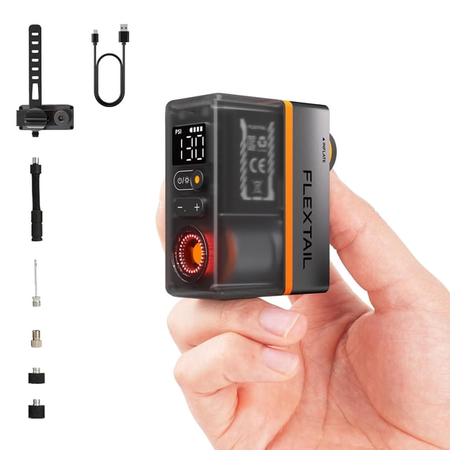 Bomba de bicicleta mini portátil FLEXTAILGEAR de 130 PSI con pantalla digital