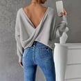 thumbnail image 4 of Drses Womens Off The Shoulder Sweater Asymmetrical Neck Fall Ribbed Knit Long Sleeve Pullover Sweaters for Women, 4 of 4