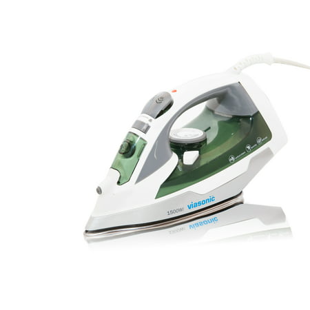 Viasonic Elite Steam Iron 1500W, Anti-Drip & Self-Cleaning, Anti-Calcium, Vertical Steam - Stainless Steel Soleplate - XL 300ML Tank - Steam, Spray, & Dry Functions - ETL Listed, by (Best Way To Clean An Iron Soleplate)