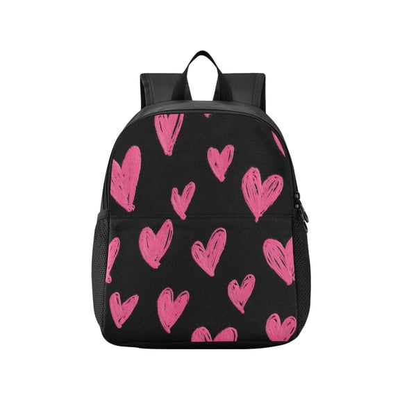 Toddler Backpack Neon Pink Heart Pattern Waterproof Lightweight Backpack Casual Mini Daypack for Daycare & Travel