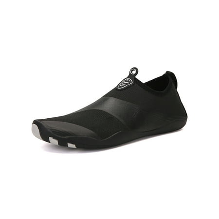 

SIMANLAN Womens Mens Water Shoes Swim Aqua Socks Slip On Beach Shoe Fitness Comfort Flats Workout Surf Barefoot Black Style B 8.5
