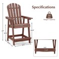 thumbnail image 3 of Costway 4 PCS Bar Stool HDPE Patio Chair with Armrest Footrest Home Indoor Outdoor Brown, 3 of 9