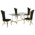 thumbnail image 1 of 5pc. Ensemble de Salle à Manger en Verre de 68 x 40 Po avec 4 Chaises et Acier Inoxydable Doré, 1 of 5