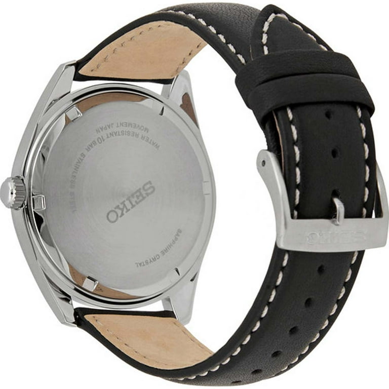 Seiko SUR447P1 Men s Neo Classic Quartz Black Leather Strap Watch