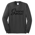 thumbnail image 2 of Wild Bobby Grace Wins Script Inspirational/Christian Men Long Sleeve Shirt, Charcoal, Small, 2 of 5