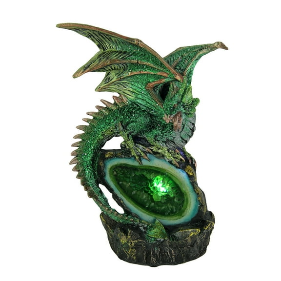 Zeckos Glittery Green Wicked Dragon Color Changing LED Geode Statue