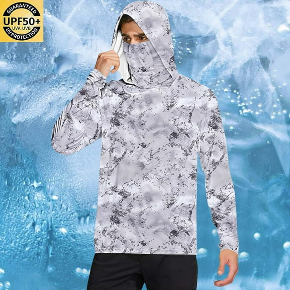 Gamivast UPF 50 Men’S Long Sleeve Performance Fishing Hiking Shirt with Mask UV Neck Gaiter Hoodie Lightweight Breathable Outdoor Shirt Gray L My Orders at Walmart Clearance Clothes Under $ 5.00